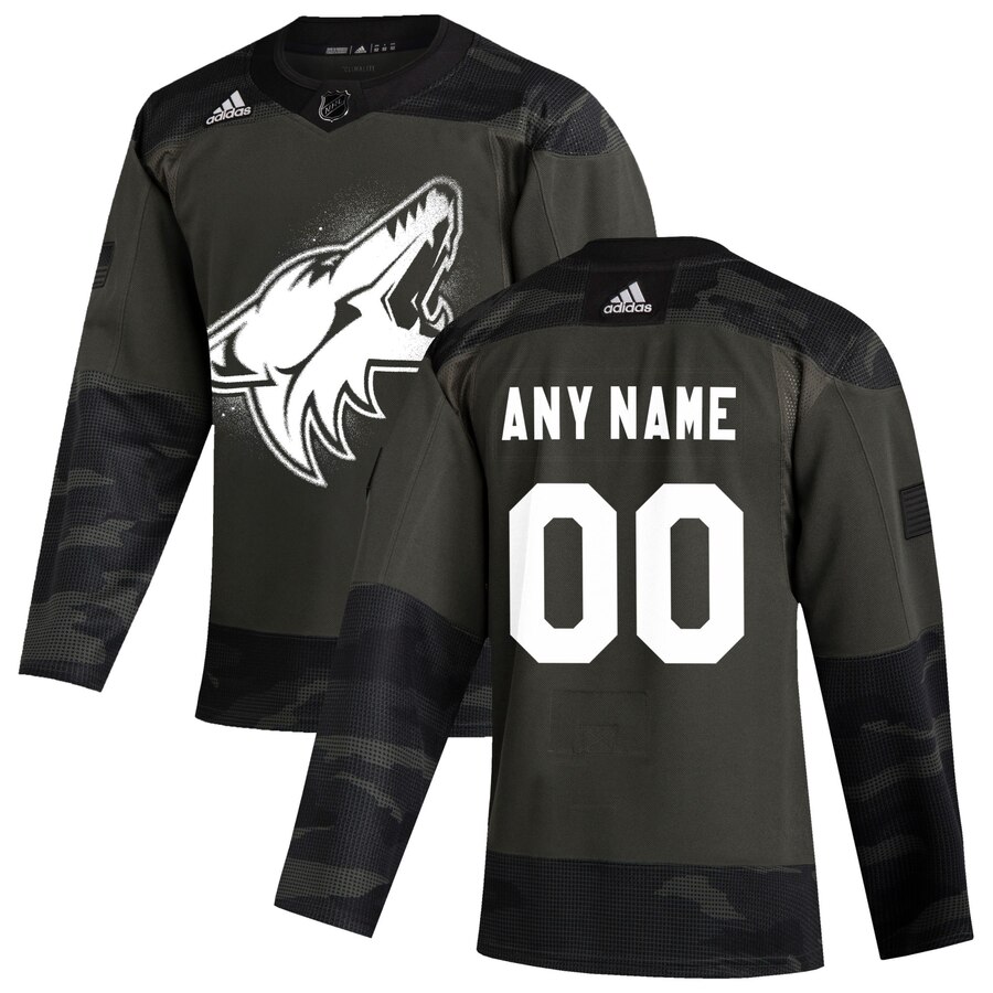 Arizona Coyotes Adidas 2019 Veterans Day Authentic Custom Practice NHL Jersey Camo->customized nhl jersey->Custom Jersey